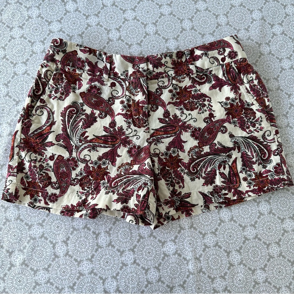 LOFT by Ann Taylor Paisley Print Linen Blend Shorts